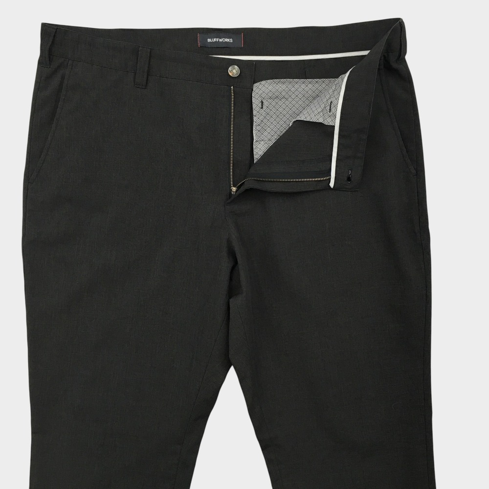 Bluffworks Original Regular Fit Mens Charcoal Grey Travel Chino Pants 40W x 30L